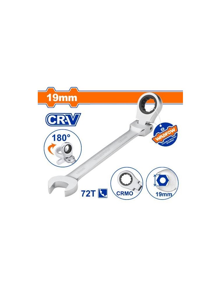 Clé mixte à cliquet réversible 19 mm WSA6119 WADFOW