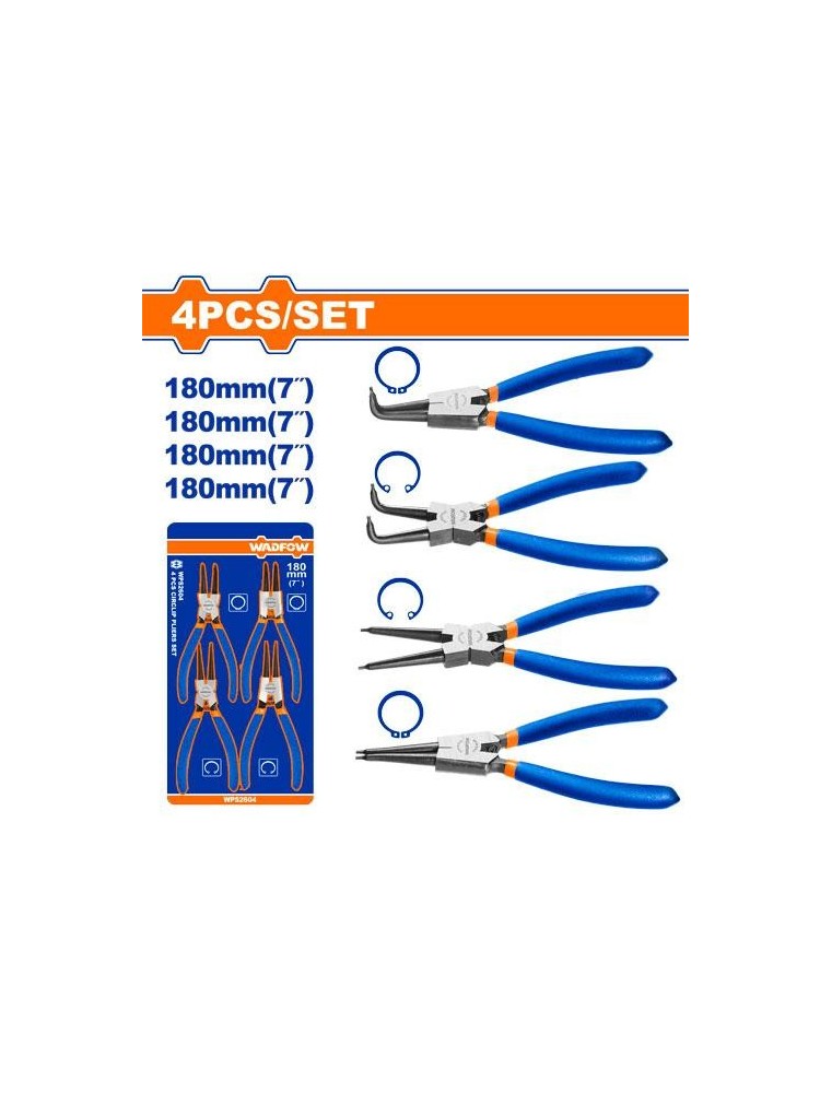 Jeu de 4 pinces à circlips 180 mm WPS2604 WADFOW