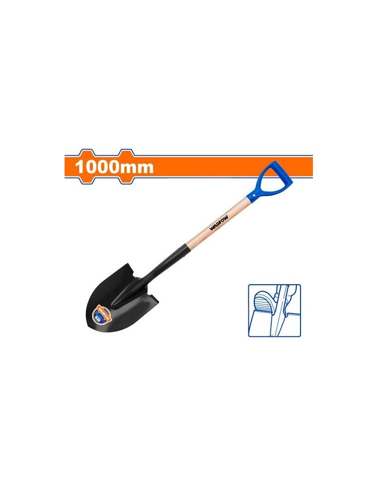 Pelle bêche acier carbone manche bois 1000 mm WADFOW WSE1347