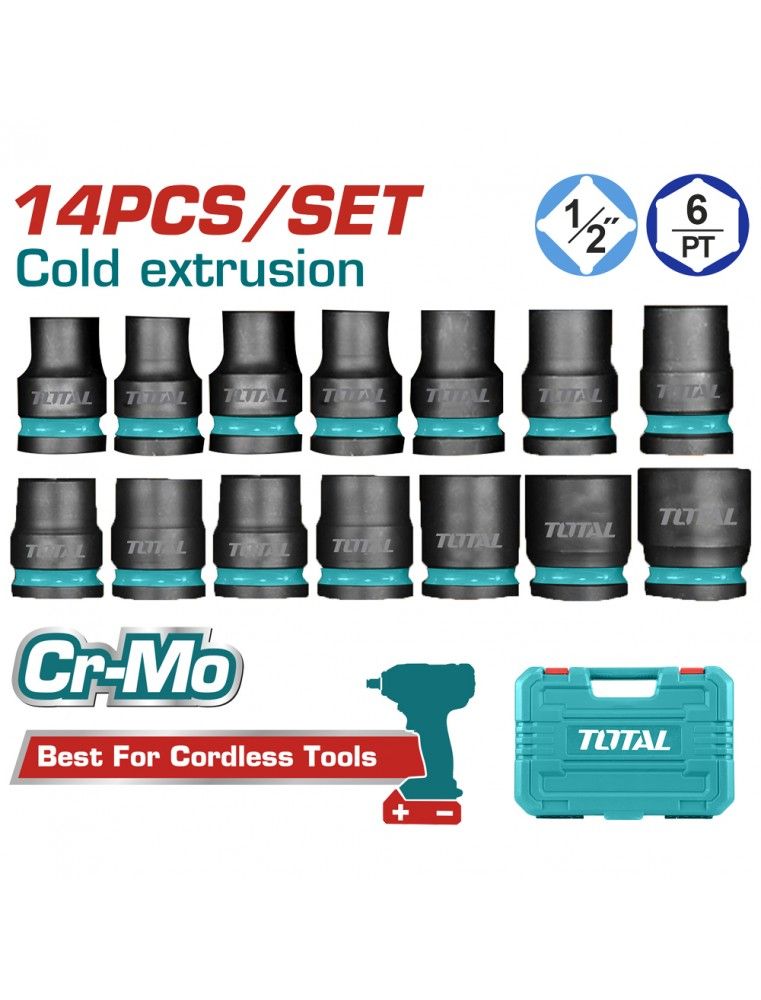 Jeu de 14 douilles à choc 1/2″ TOTAL THISTD12141