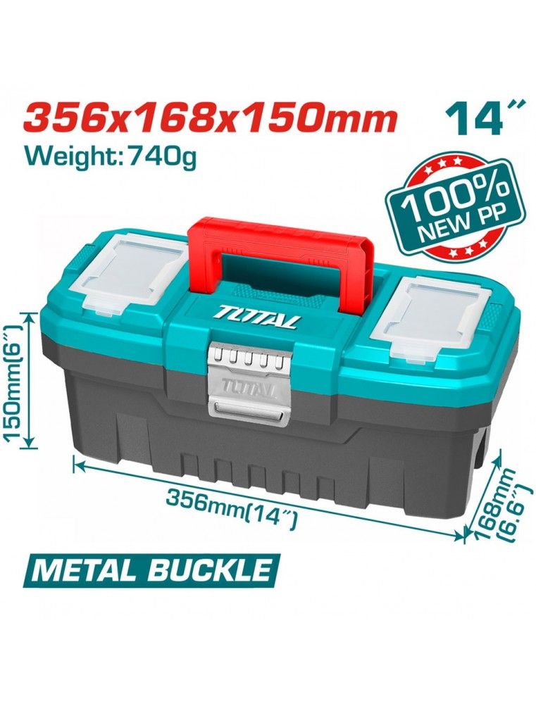 CAISSE OUTILS PLASTIQUE 14" 356 × 168 × 160 MM TOTAL