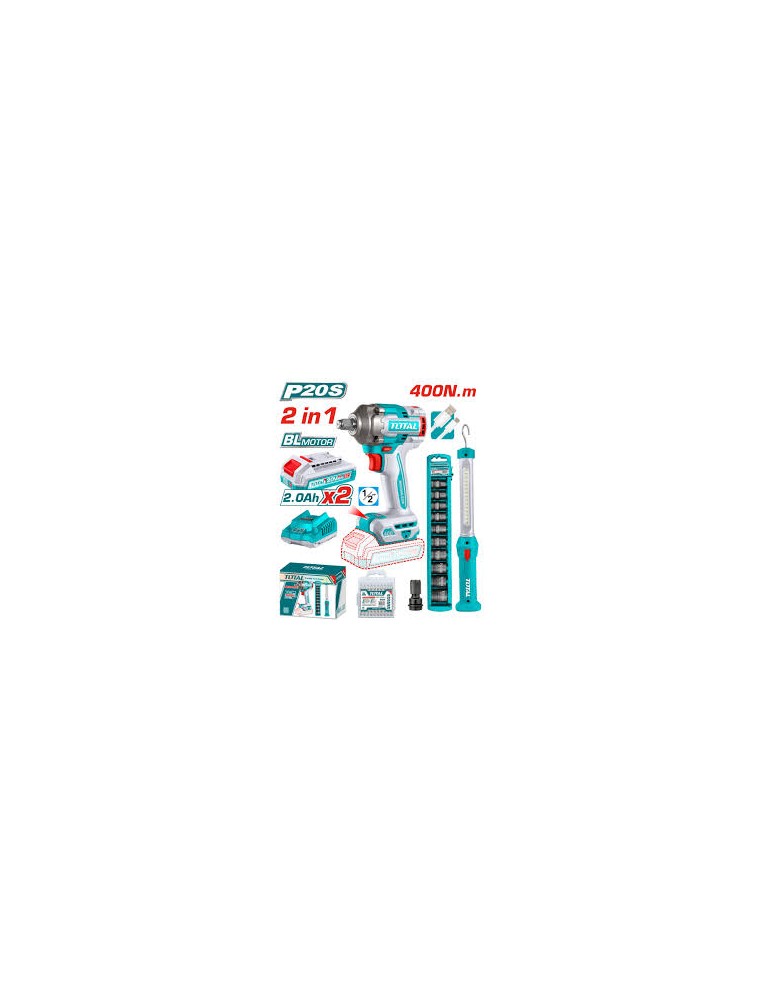 BOULONNEUSE 20V + TORCHE + ACCESSOIRES TOSLI23048 TOTAL