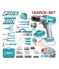 Pack visseuse-perceuse à percussion 20 V avec 165 accessoires TOTAL THKTHP11652