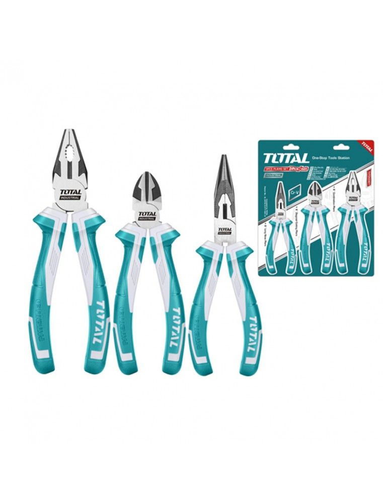 Jeu de 3 pinces TOTAL THT1K0301 – Bec long, coupante et universelle