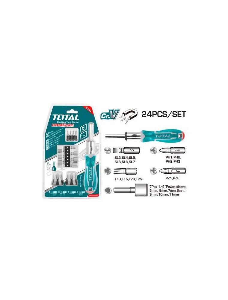 Jeu de 24 tournevis et embouts à cliquet TOTAL TACSD30246