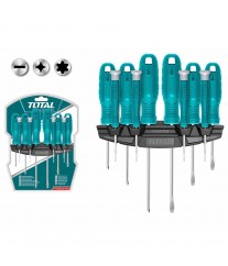 Jeu de 10 tournevis TOTAL THTDC251001 en acier chrome-vanadium