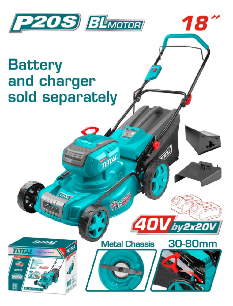 TONDEUSE GAZON 60L 40V S/F TLMI20185 TOTAL SANS BAT