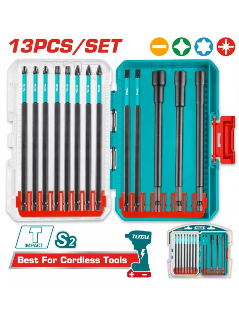 JEU 13 EMBOUTS LONGS 150 MM TACSDL01306 TOTAL