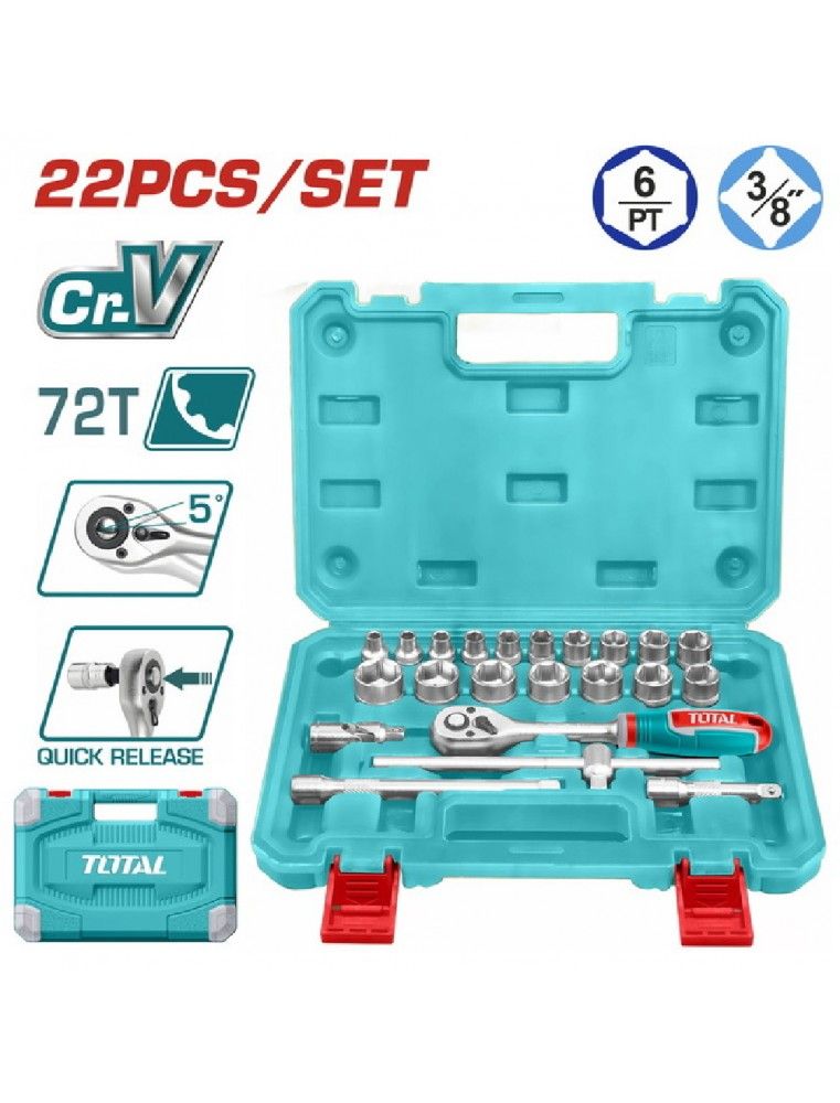 Jeu de 22 douilles 3/8″ TOTAL THT381221