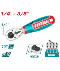 Manche à cliquet court TOTAL THT1061438 – 1/4″ et 3/8″