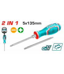 Tournevis 2-en-1 TOTAL THT250226 – PH1 et SL5, 135 mm