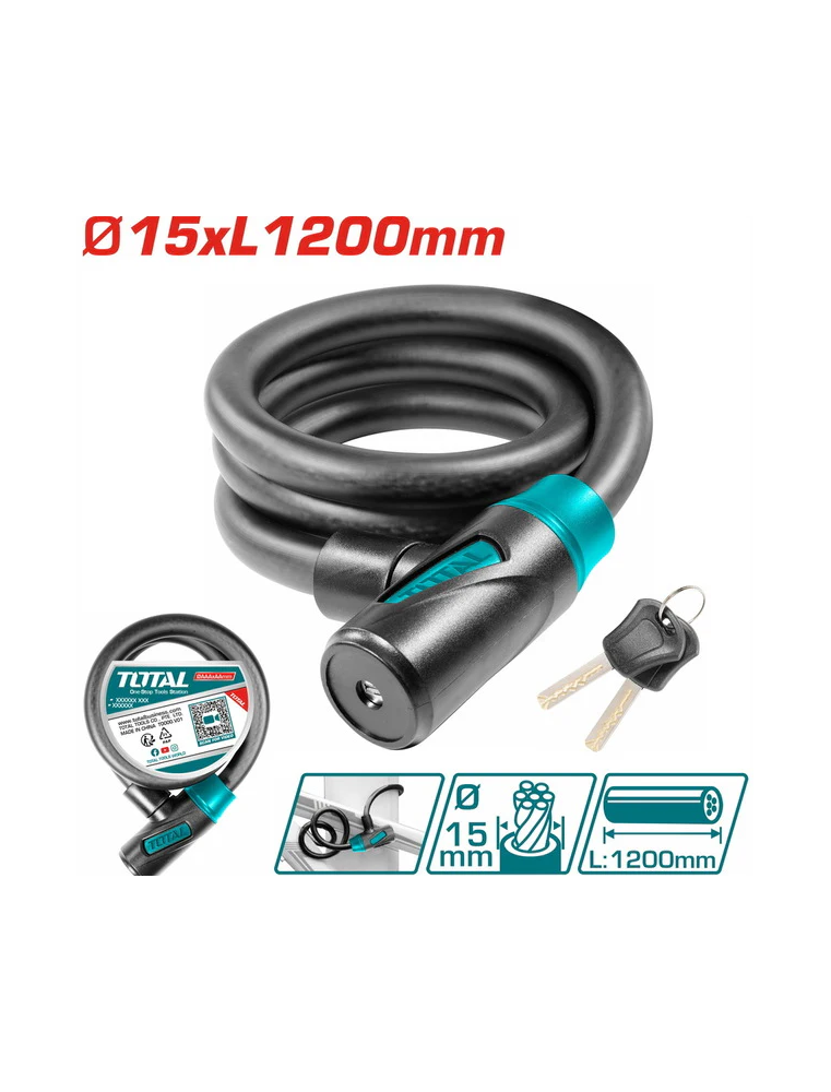 ANTIVOL VÉLO 15 × 1200 MM TBK11512 TOTAL
