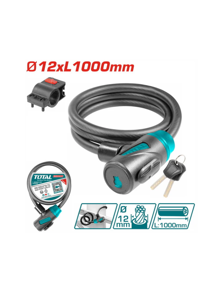 ANTIVOL VÉLO 12 × 1000 MM TBK11210 TOTAL