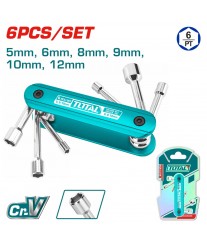 Jeu de 6 clés à pipe pliantes TOTAL THFND06 – 5 à 12 mm