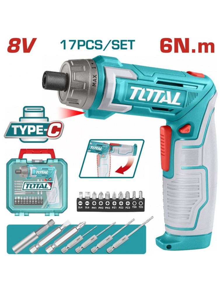 Mini visseuse sans fil TOTAL TSDLI08025 8V – Couple 6 Nm