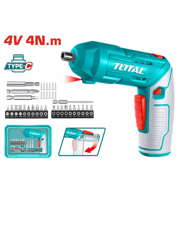 Mini visseuse sans fil 4V TOTAL TSDLI04425 – Couple 4 Nm