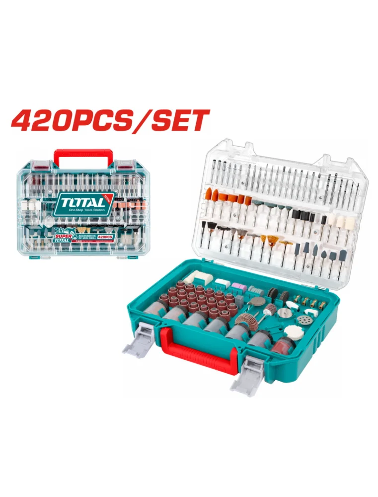 Coffret d’accessoires pour mini-meuleuse TOTAL TAKMG4208 – 420 pièces