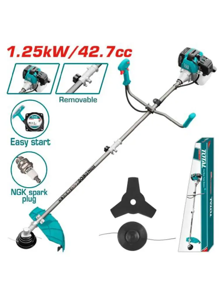 Débroussailleuse thermique TOTAL TP5434421 – 42,7 cm³, 1,25 kW, coupe 420 mm
