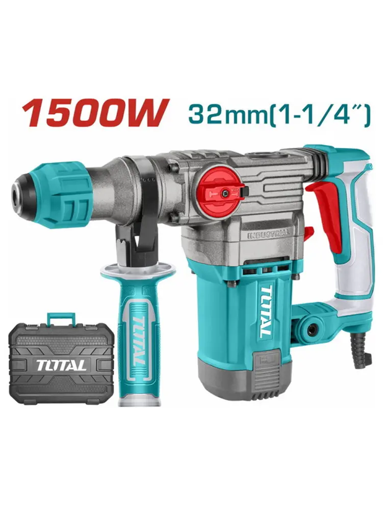 Marteau perforateur TOTAL TH1153256 – 1500 W, SDS Plus, force de frappe 5,5 J