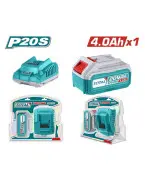 Kit batterie et chargeur TOTAL TFBCPK1214 – 20 V, batterie 4,0 Ah