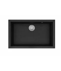 Évier Lemon Granite Compact noir 75x46 cm à un bac sans égouttoir, vue de dessus