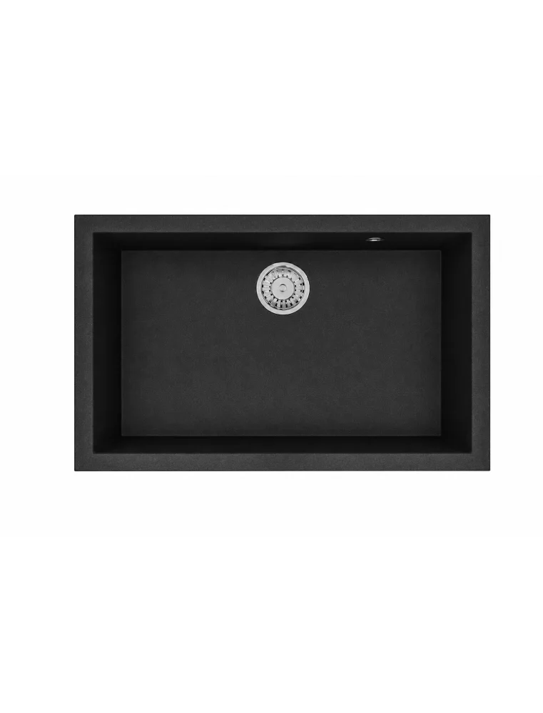 Évier Lemon Granite Compact noir 75x46 cm à un bac sans égouttoir, vue de dessus