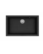 Évier Lemon Granite Compact noir 75x46 cm à un bac sans égouttoir, vue de dessus