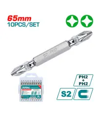 Jeu de 10 embouts à choc PH2 doubles 65 mm TOTAL TACIM16PH233