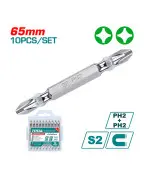 Jeu de 10 embouts à choc PH2 doubles 65 mm TOTAL TACIM16PH233