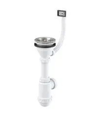 Siphon évier simple ALCA A447 avec panier inox et sortie Ø40/50 mm