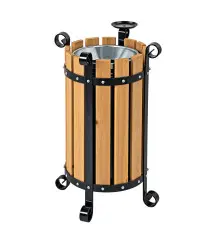Poubelle en bois ronde Eformetal