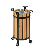 Poubelle en bois ronde Eformetal