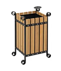 Poubelle en bois carré Eformetal