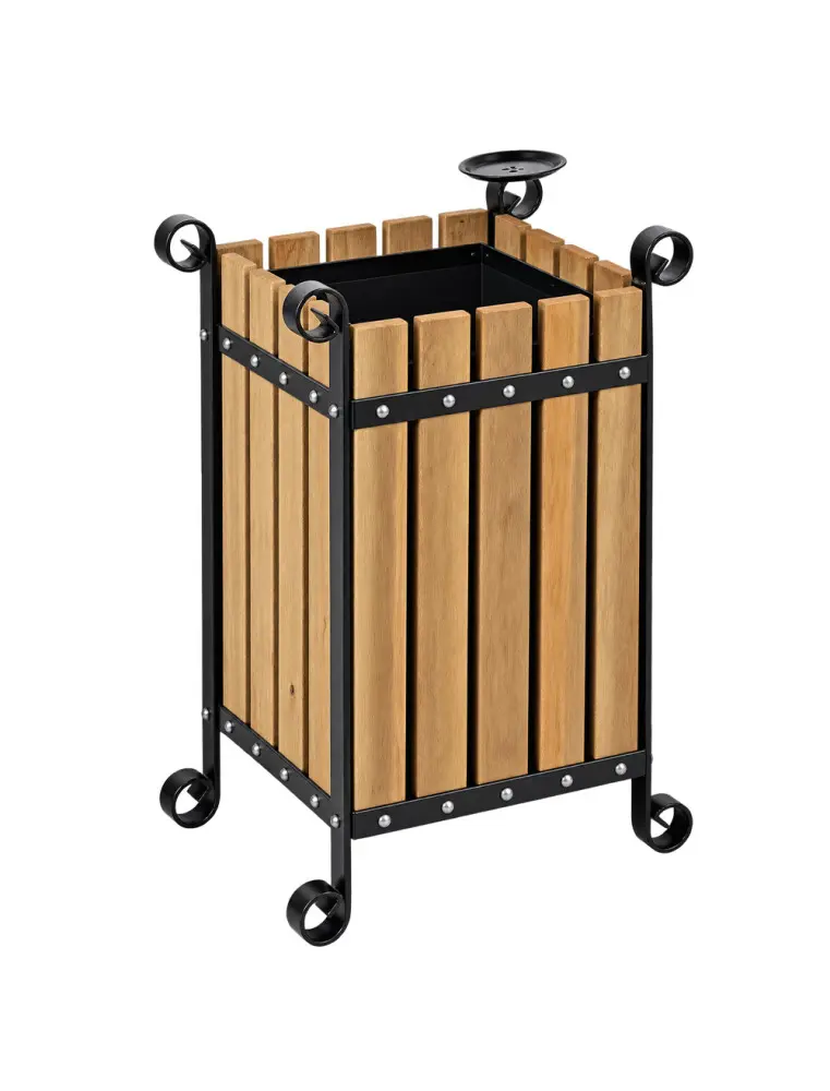 Poubelle en bois carré Eformetal