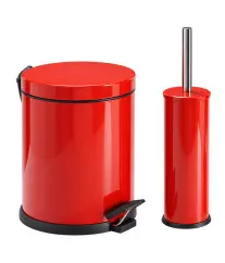 Poubelle à pédale 5 Litres rouge avec porte balai 477K  Eformetal
