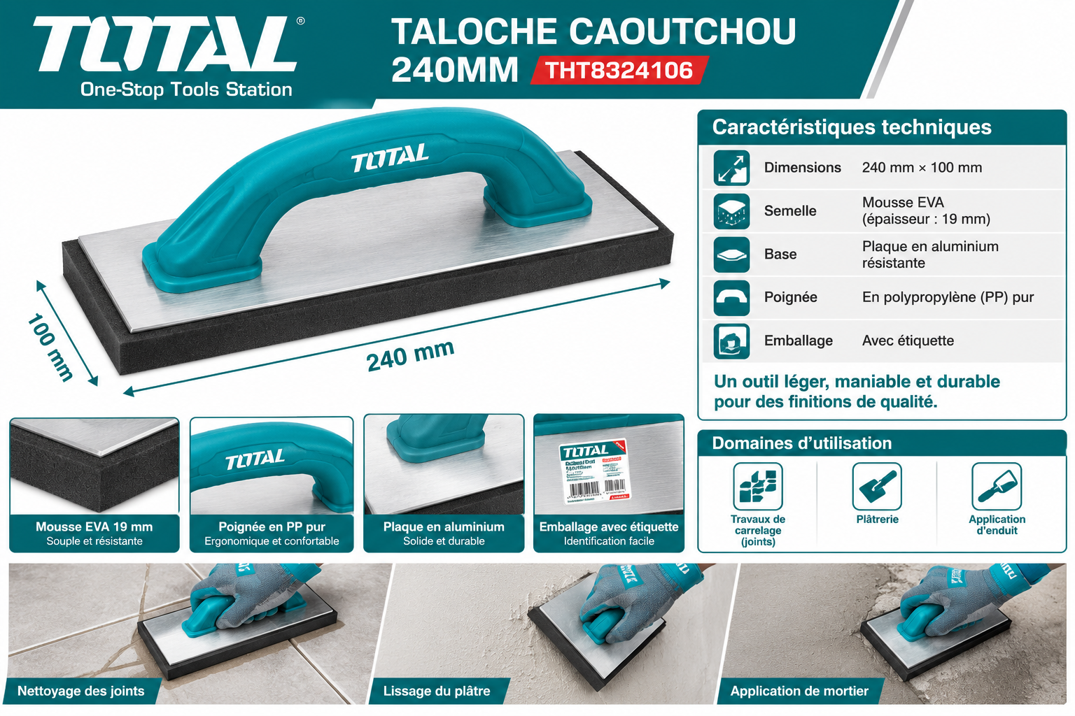 TALOCHE CAOUTCHOU 240MM THT8324106 TOTAL