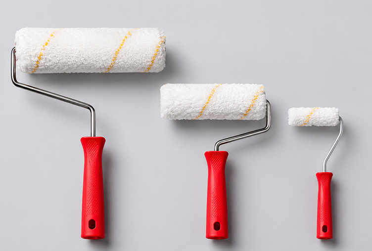 Trois rouleaux de peinture de différentes tailles pour mur et plafond